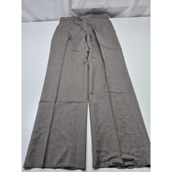VTG Ralph Lauren Dress Pants Mens 38x36 Brown Wool Pleated Unhemmed